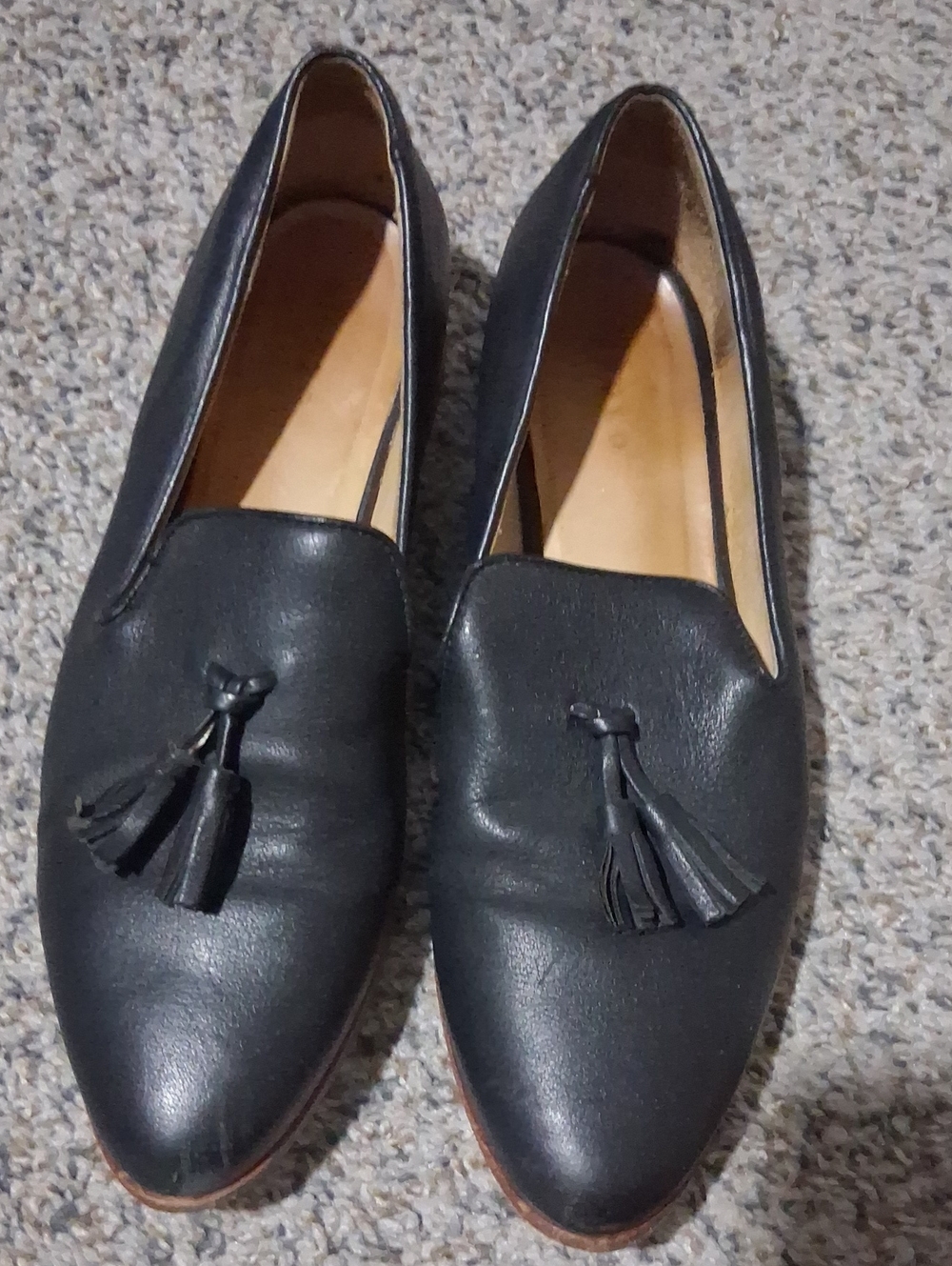 Vintage Nisolo Black Leather Tassel Loafers